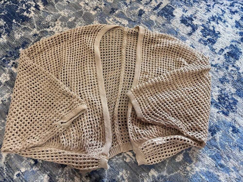Mesh Hollow Out crocheted shawl sweater  Size S  cropped